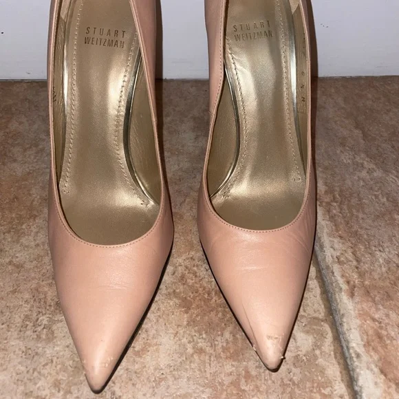 Stuart Weitzman Nude Leather Heels - Picture 2 of 8